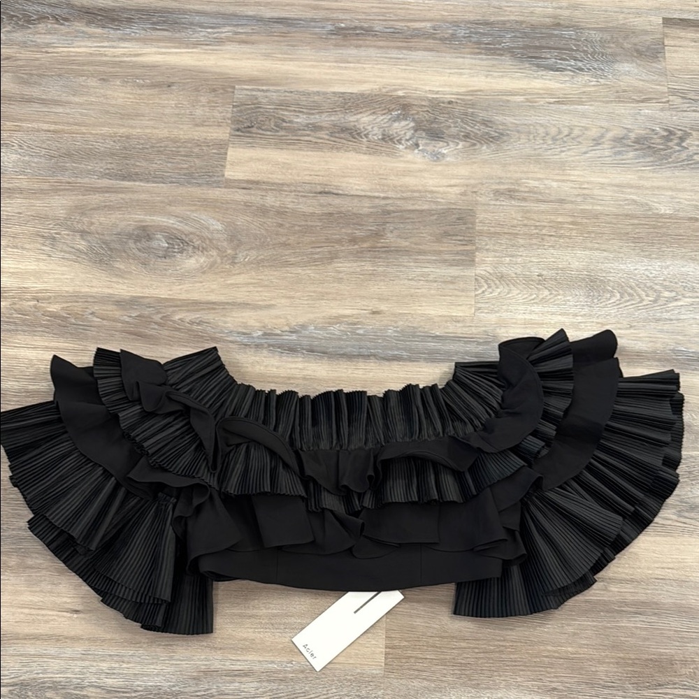 NWT Anthropologie Black Ruffled Off-Shoulder Top